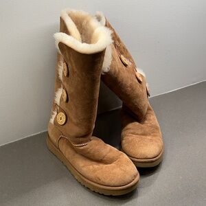 UGG Tall Bailey Button Boots in Chestnut Brown - Women's Size 10
